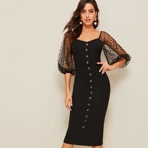 SHEIN Mesh Sleeve Pencil Dress